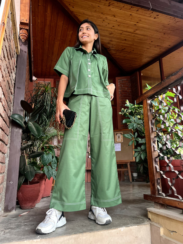 Top Stitch Green Co-ord Set